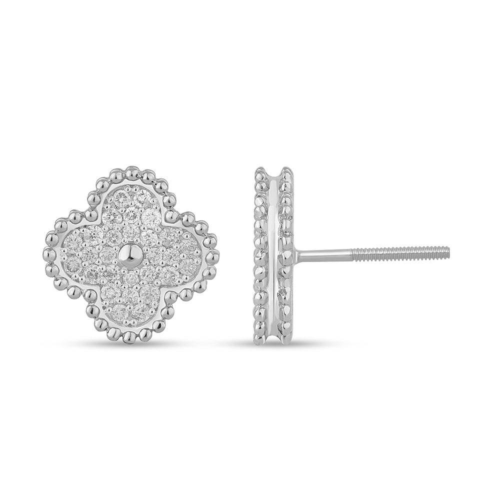 SPECIAL! .42ct G SI 14K White Gold Diamond Clover Flower Shaped Earrings