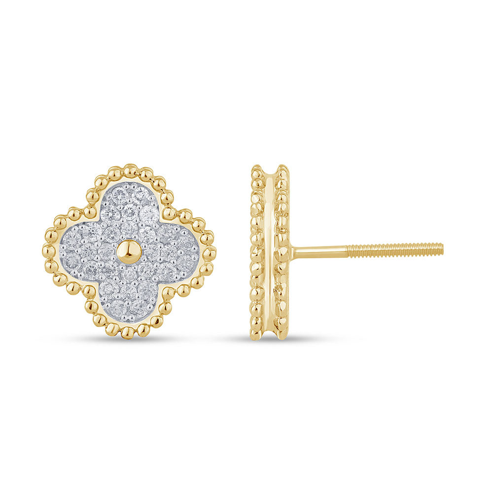 SPECIAL! .43ct G SI 14K Yellow Gold Diamond Clover Flower Shaped Earrings