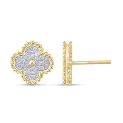SPECIAL! .43ct G SI 14K Yellow Gold Diamond Clover Flower Shaped Earrings