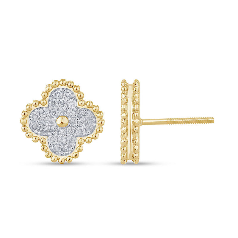 SPECIAL! .43ct G SI 14K Yellow Gold Diamond Clover Flower Shaped Earrings
