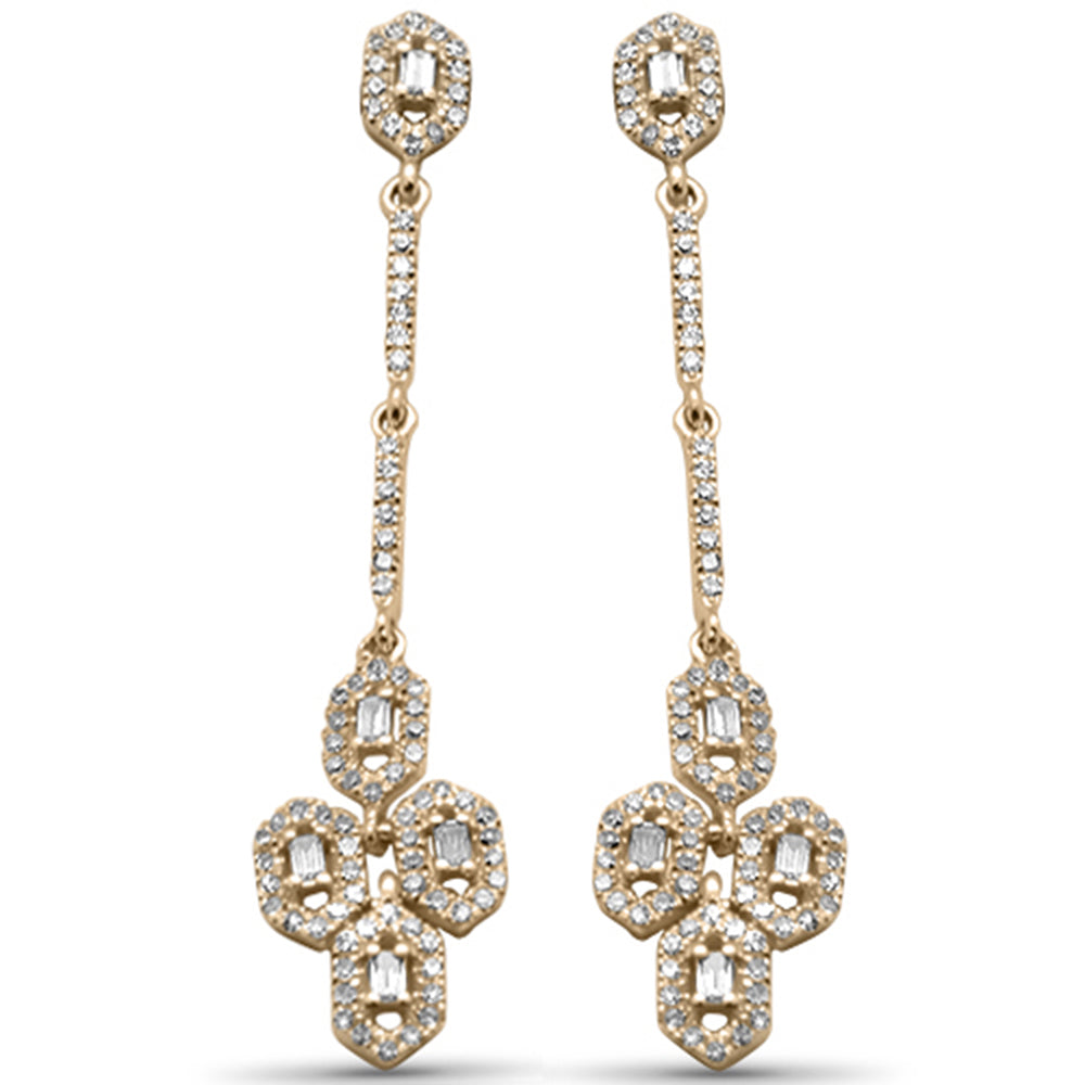SPECIAL! .49ct G SI 14K Yellow Gold Diamond Round & Baguette Dangling Earrings