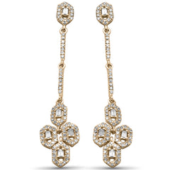 SPECIAL! .49ct G SI 14K Yellow Gold Diamond Round & Baguette Dangling Earrings
