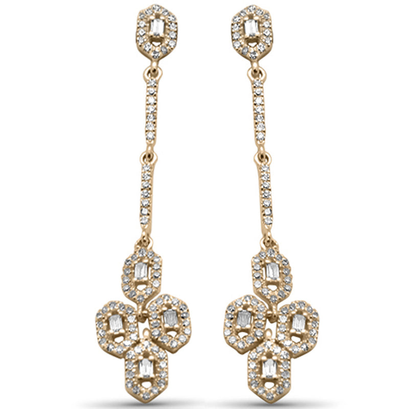 SPECIAL! .49ct G SI 14K Yellow Gold Diamond Round & Baguette Dangling Earrings
