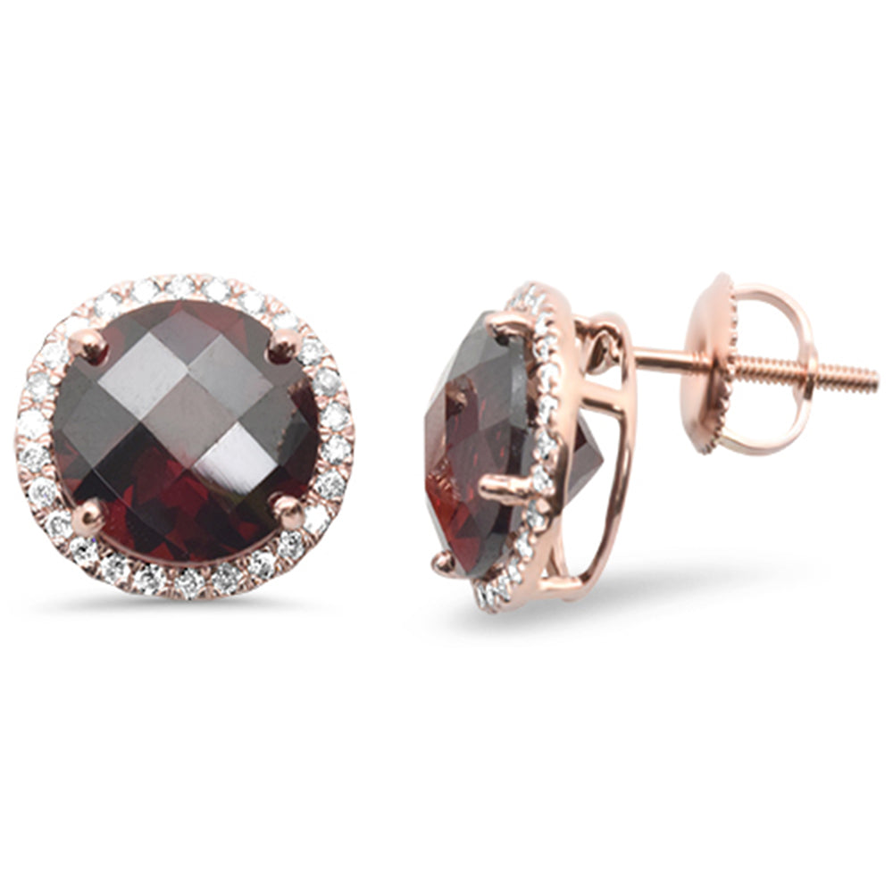 GEMSTONE CLOSEOUT! 7.35ct G SI 14K Rose Gold Diamond Round Shaped Garnet Gemstone Earrings