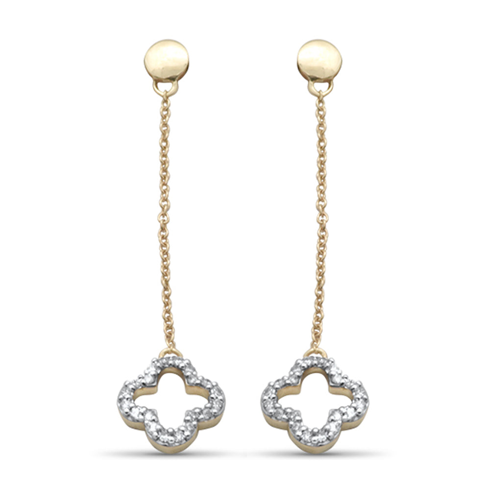 .16ct G SI 14K Yellow Gold Diamond Flower Dangling Earrings