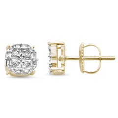 SPECIAL! .23ct G SI 14K Yellow Gold Diamond Square Shaped Earrings Screw Back