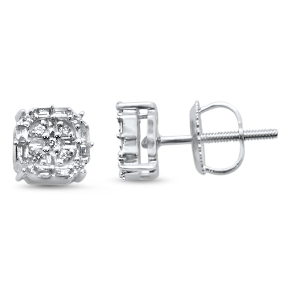 SPECIAL! .20ct G SI 14K White Gold Diamond Square Shaped Earrings Screw Back