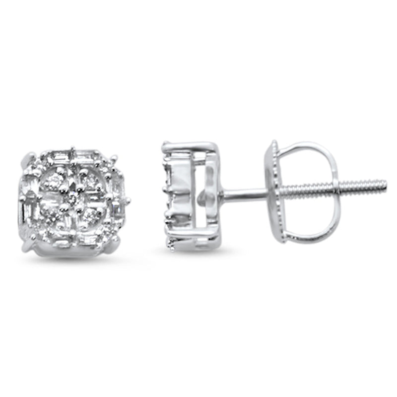 SPECIAL! .20ct G SI 14K White Gold Diamond Square Shaped Earrings Screw Back
