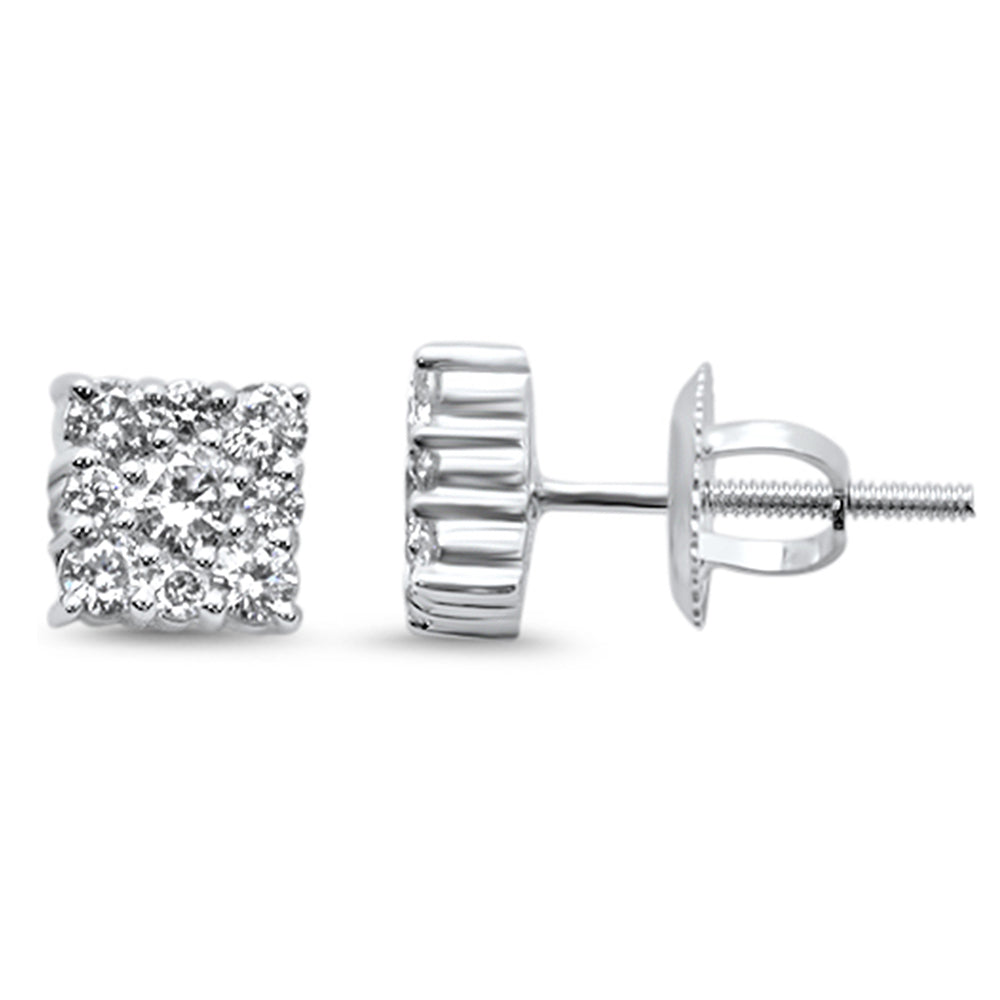 SPECIAL! .51ct G SI 14K White Gold Diamond Square Shaped Earrings  Screw Back