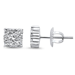 SPECIAL! .51ct G SI 14K White Gold Diamond Square Shaped Earrings  Screw Back