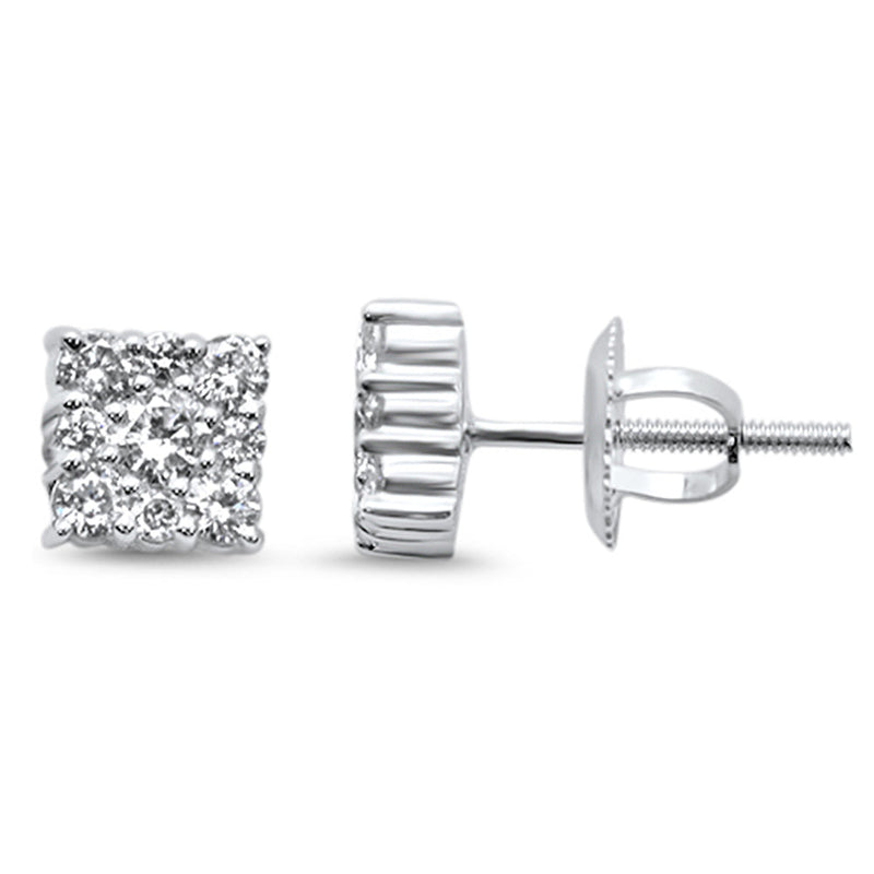 SPECIAL! .51ct G SI 14K White Gold Diamond Square Shaped Earrings  Screw Back