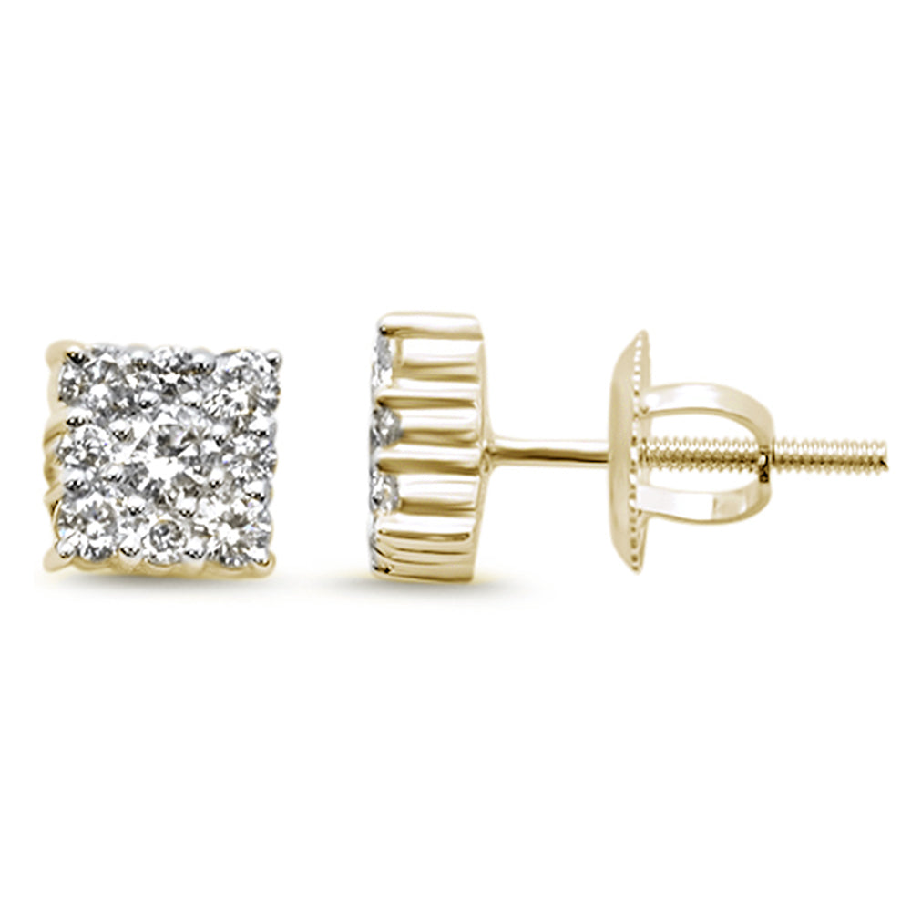 SPECIAL! .52ct G SI 14K Yellow Gold Diamond Square Shaped Earrings  Screw Back