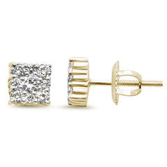 SPECIAL! .52ct G SI 14K Yellow Gold Diamond Square Shaped Earrings  Screw Back
