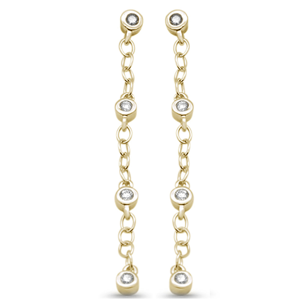 SPECIAL! .19ct G SI 14K Yellow Gold Diamond Drop Chain Style Earrings Screw Back