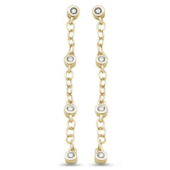 SPECIAL! .19ct G SI 14K Yellow Gold Diamond Drop Chain Style Earrings Screw Back