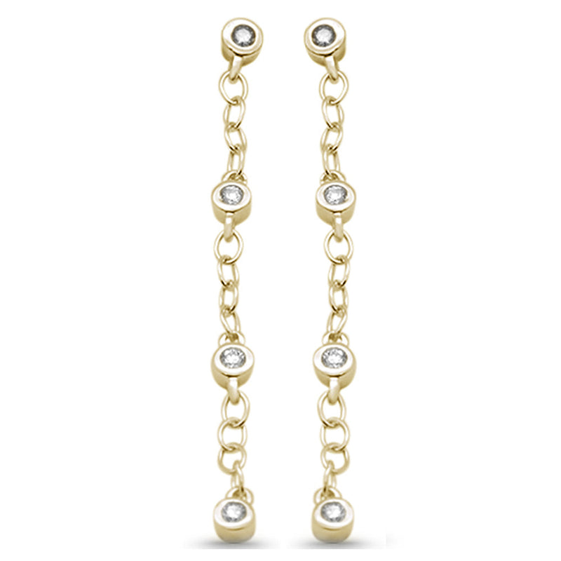 SPECIAL! .19ct G SI 14K Yellow Gold Diamond Drop Chain Style Earrings Screw Back