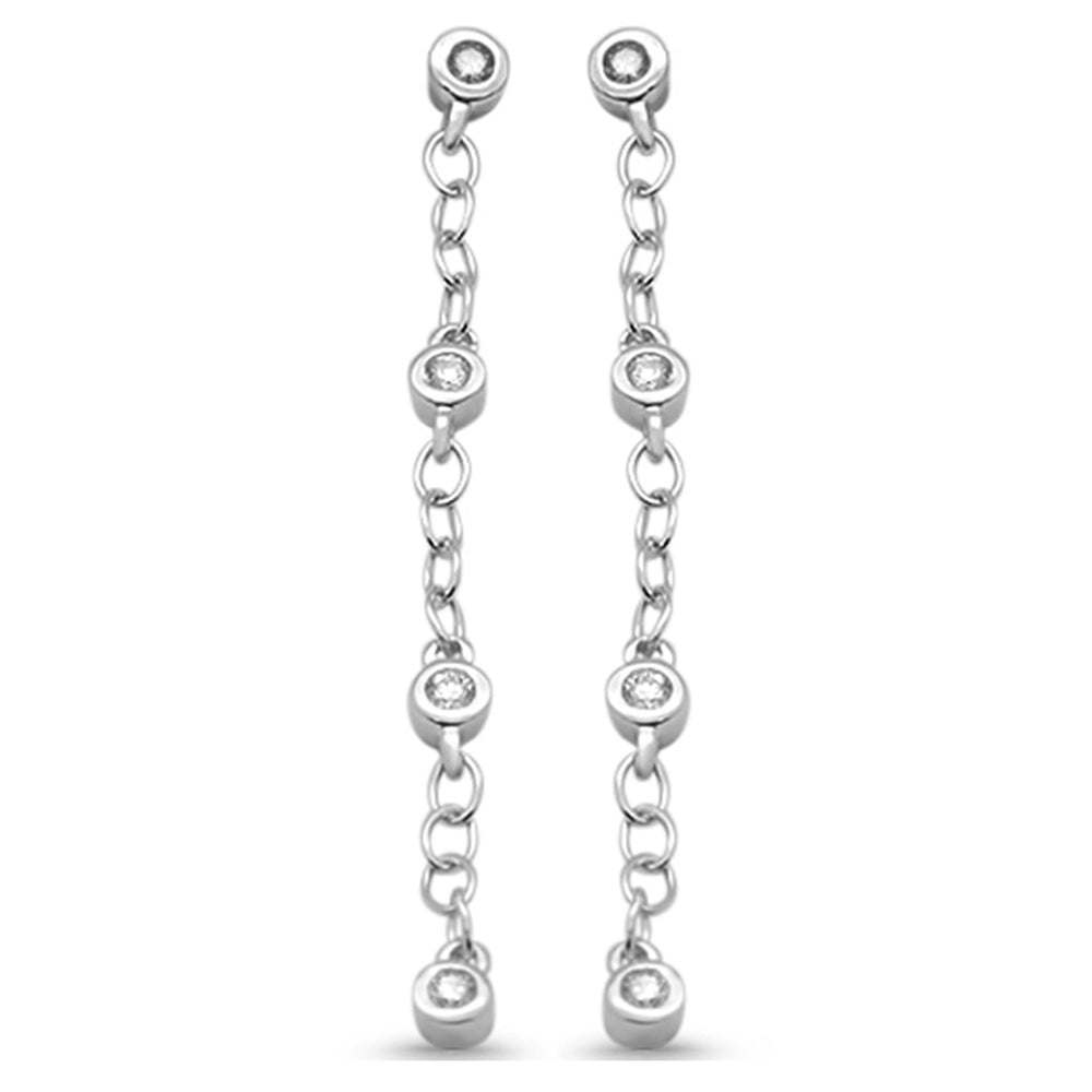 SPECIAL! .21ct G SI 14K White Gold Diamond Drop Chain Style Earrings Screw Back