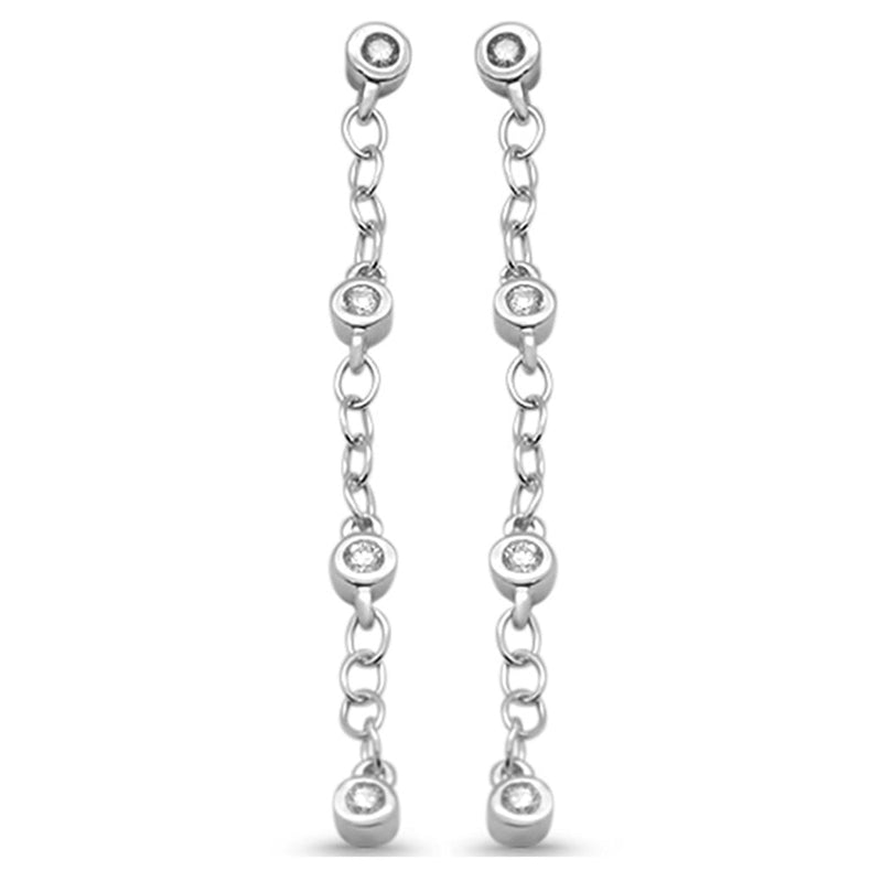 SPECIAL! .21ct G SI 14K White Gold Diamond Drop Chain Style Earrings Screw Back