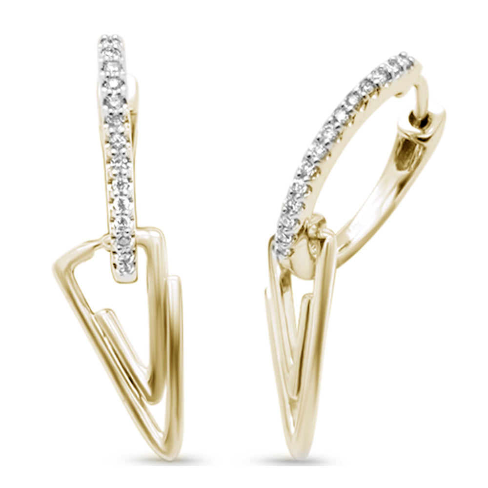 SPECIAL! .13ct G SI 14K Yellow GoldDiamond Hoop Dangling Earrings Post&Click
