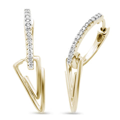 SPECIAL! .13ct G SI 14K Yellow GoldDiamond Hoop Dangling Earrings Post&Click