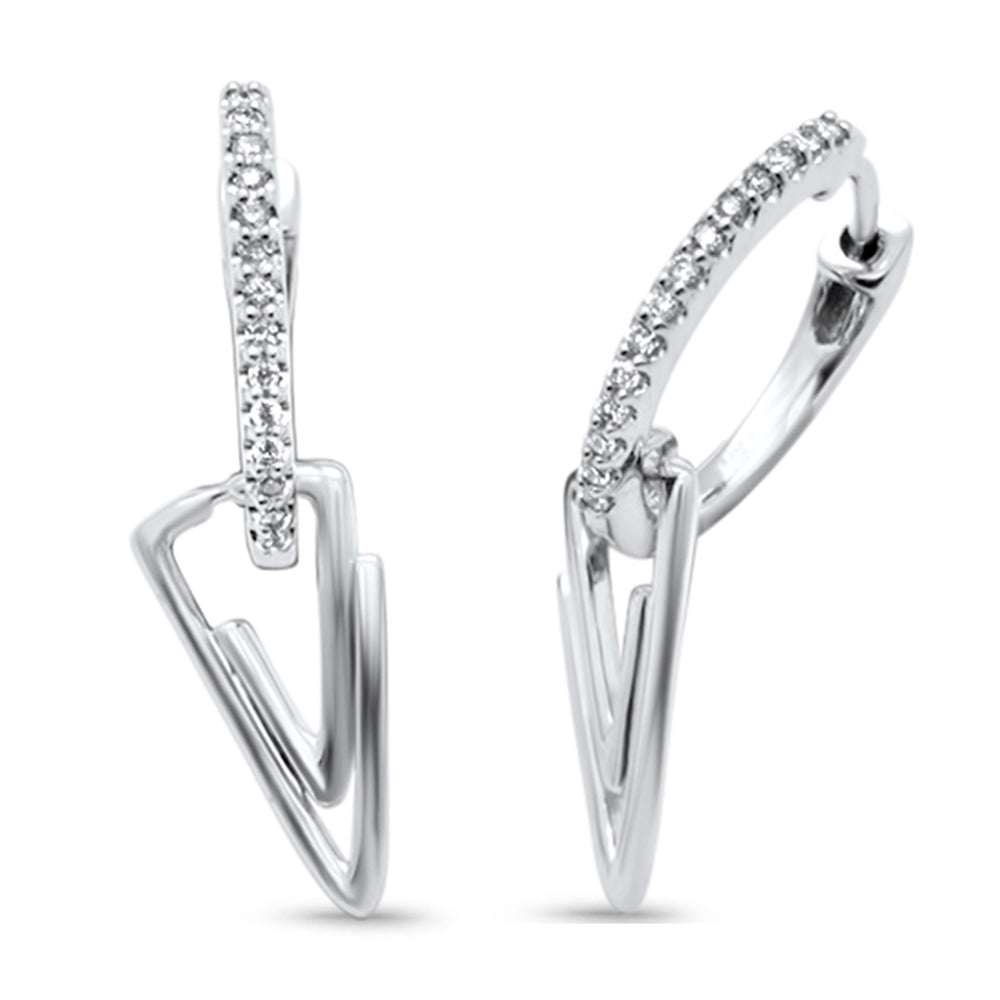 SPECIAL! .13ct G SI 14K White Gold Diamond Hoop Dangling Earrings Post&Click