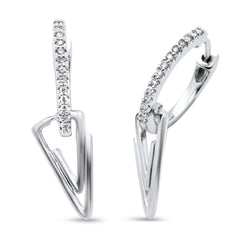 SPECIAL! .13ct G SI 14K White Gold Diamond Hoop Dangling Earrings Post&Click