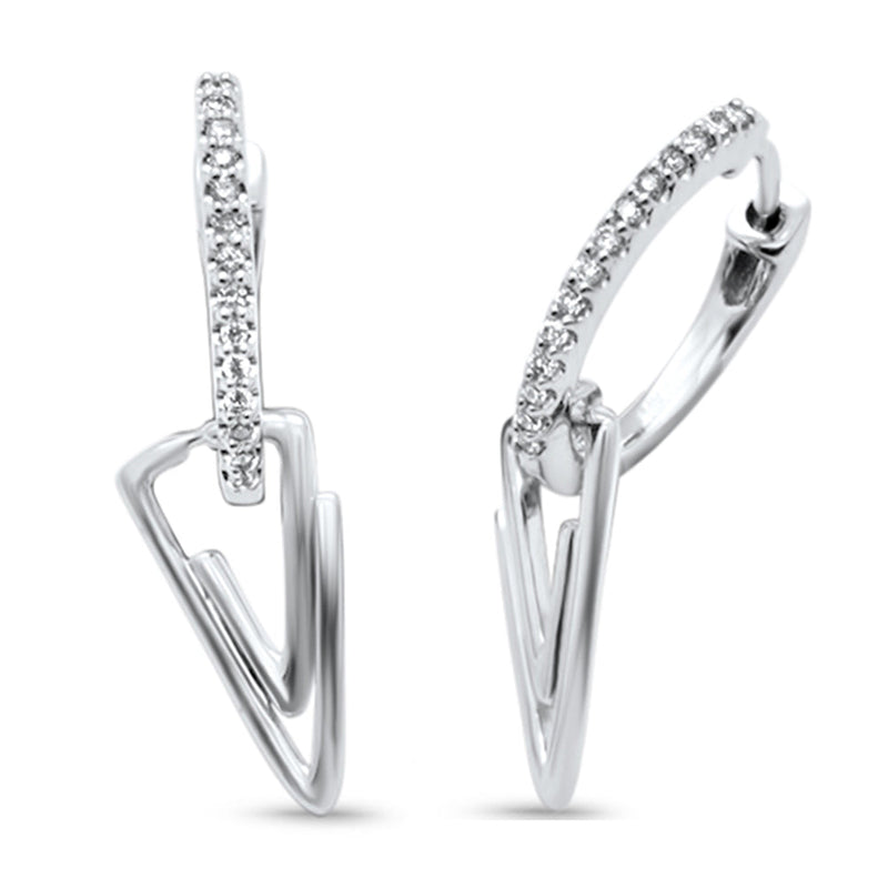 SPECIAL! .13ct G SI 14K White Gold Diamond Hoop Dangling Earrings Post&Click