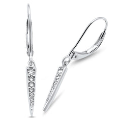.15ct G SI 14K White Gold Diamond Hoop Dangling Earrings Lever Backing