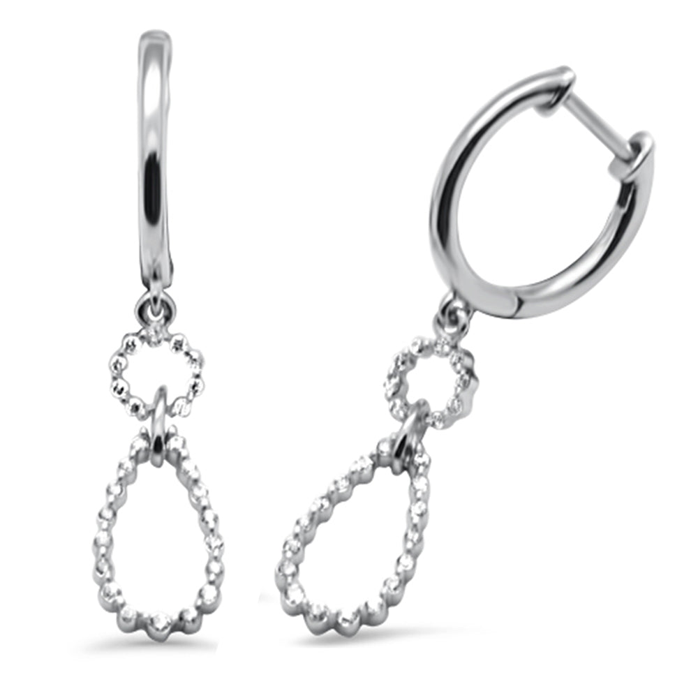 SPECIAL! .24ct G SI 14K White Gold Diamond Dangling Hoop Earrings with Post & Click Backings