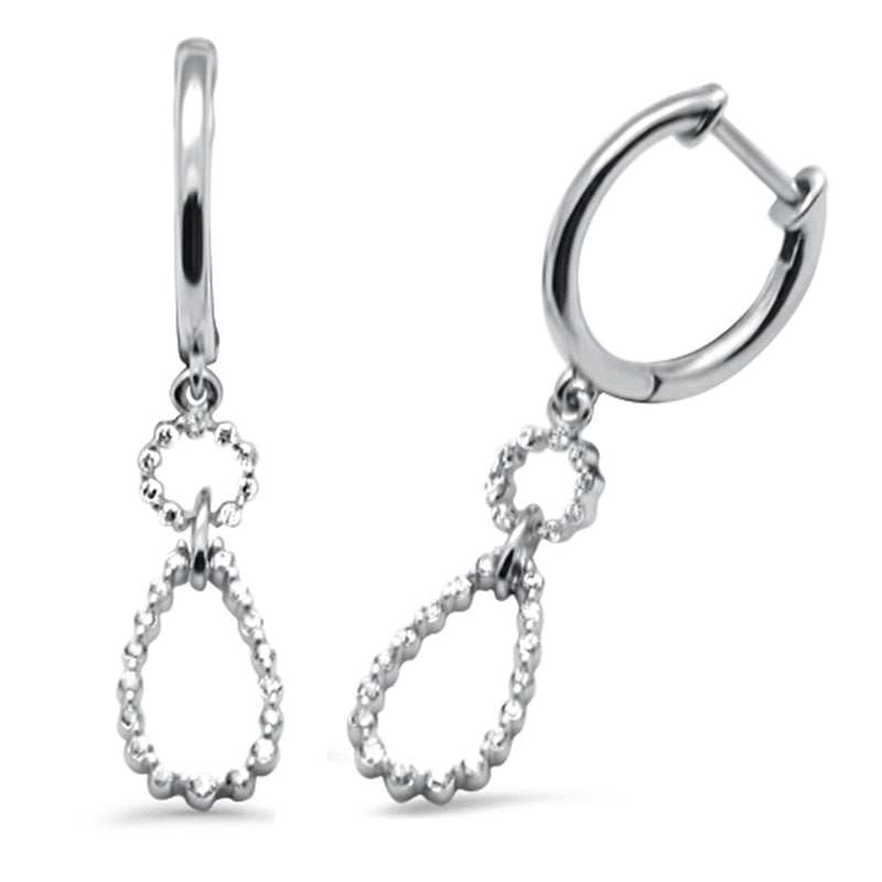 SPECIAL! .24ct G SI 14K White Gold Diamond Dangling Hoop Earrings with Post & Click Backings