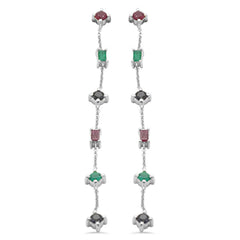 SPECIAL! 1.48ct G SI 14K White Gold Multi Color Gemstones Drop Screw Back Earrings