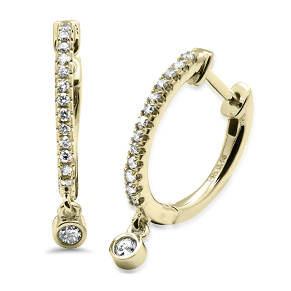 SPECIAL! .26ct G SI 14K Yellow Gold Diamond Hoop Dangling Post & Click Earrings