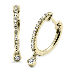 SPECIAL! .26ct G SI 14K Yellow Gold Diamond Hoop Dangling Post & Click Earrings