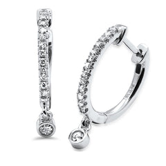 SPECIAL! .26ct G SI 14K White Gold Diamond Hoop Dangling Post & Click Earrings
