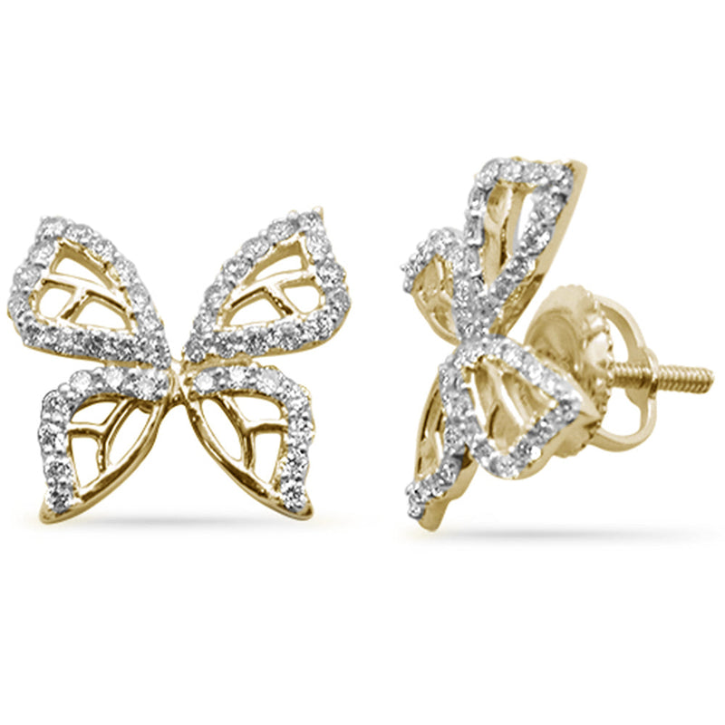 SPECIAL!.40ct G SI 14K Yellow Gold Diamond Butterfly Earrings Screw Back