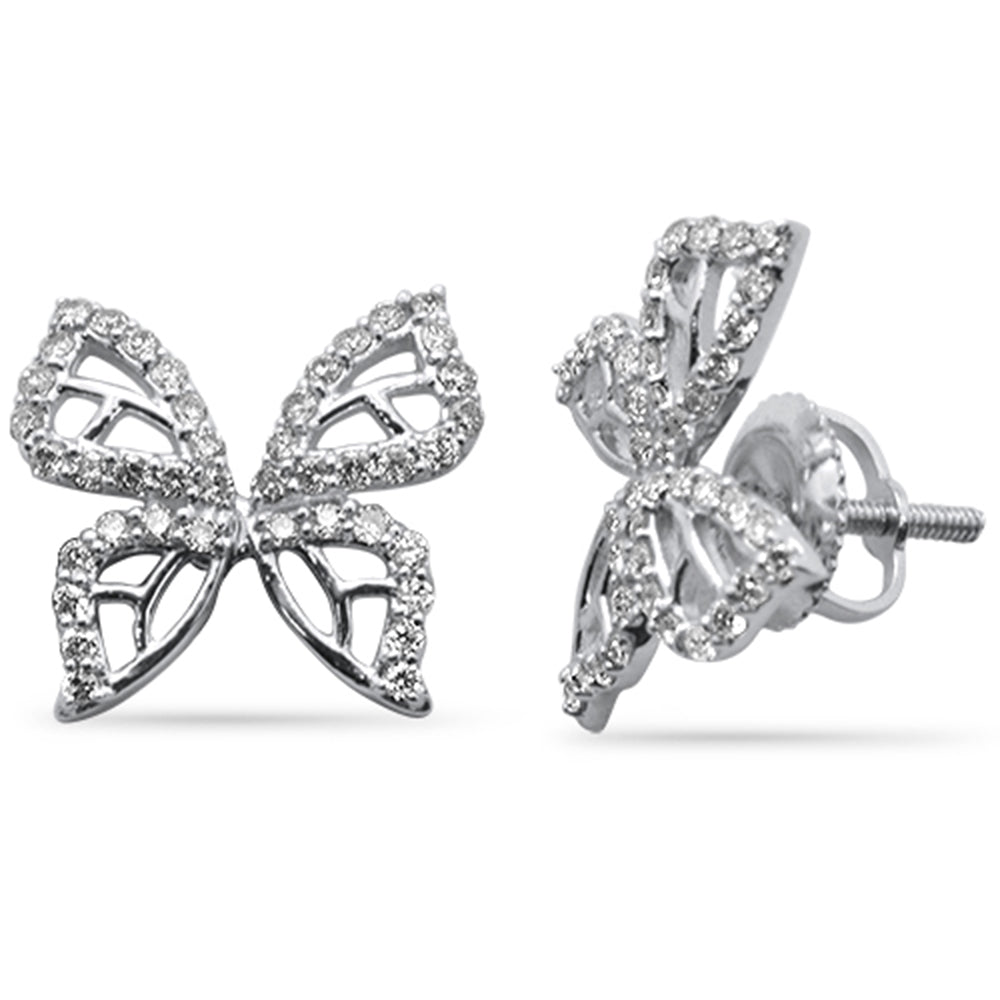 SPECIAL!.40ct G SI 14K White Gold Diamond Butterfly Earrings Screw Back