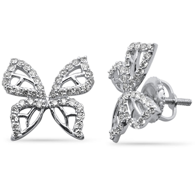SPECIAL!.40ct G SI 14K White Gold Diamond Butterfly Earrings Screw Back