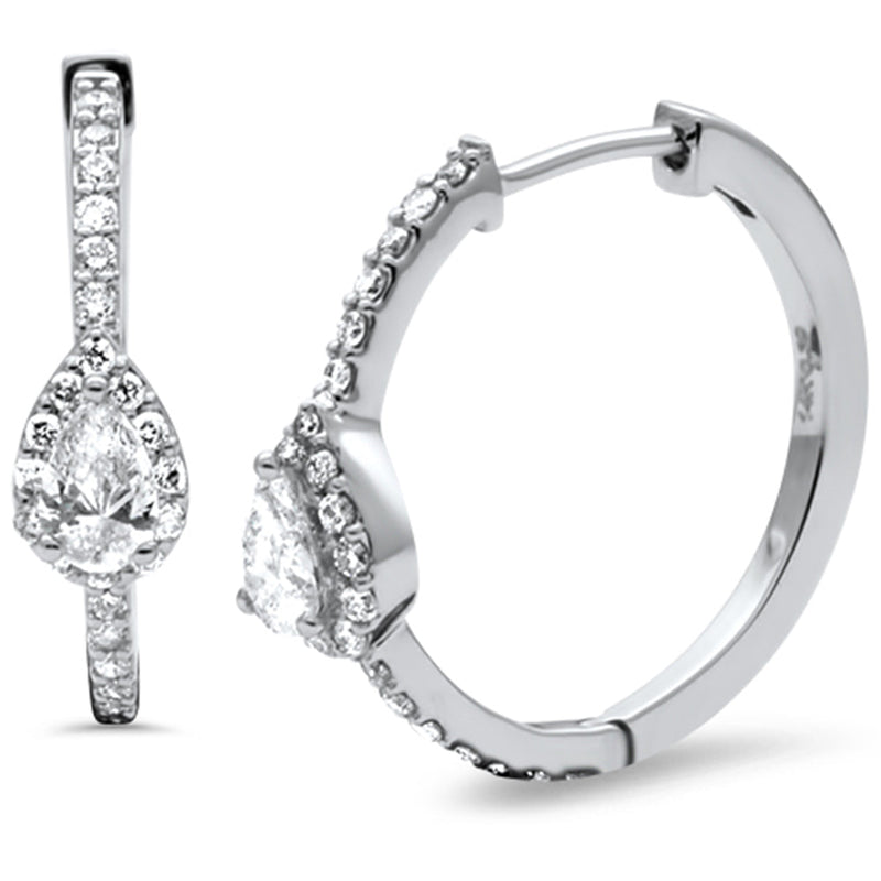 SPECIAL!.72ct G SI 14K White Gold Diamond Pear Shaped Click Post Earrings