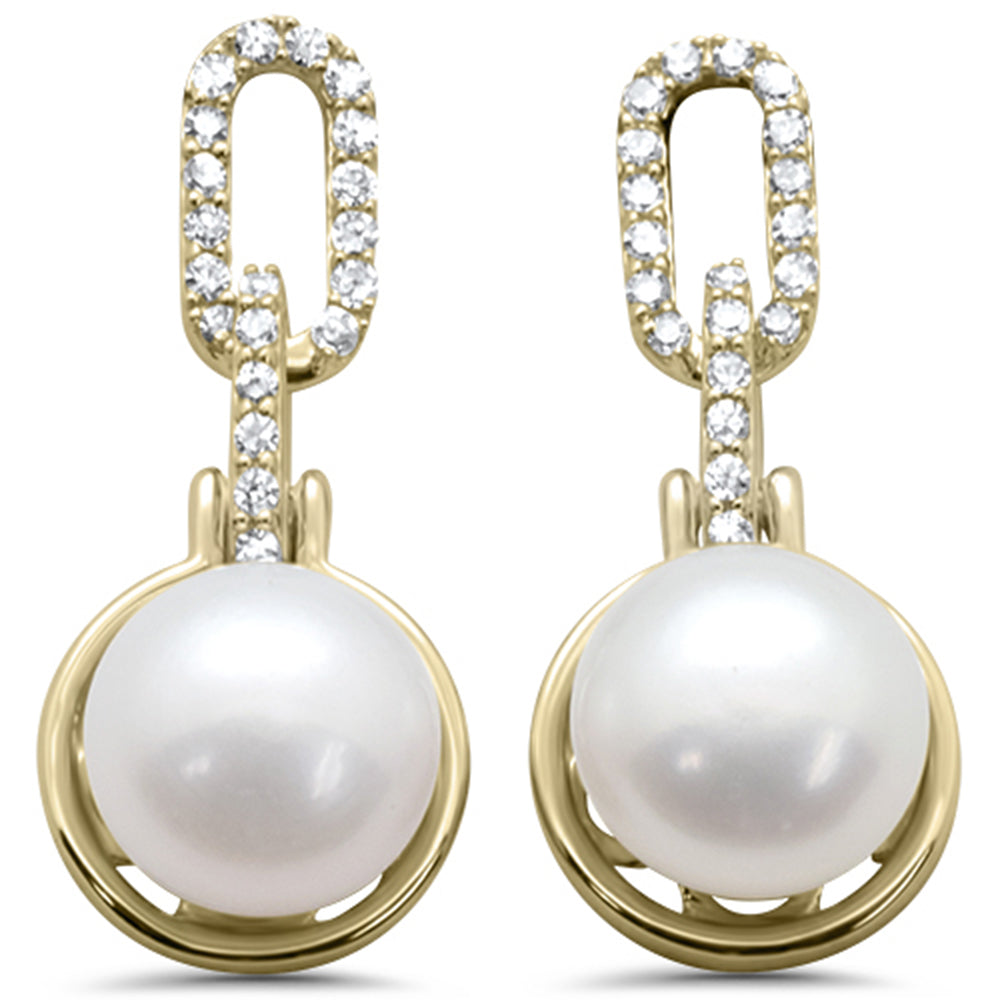 SPECIAL!.20ct G SI 14K Yellow Gold Diamond Pearl Drop Earrings