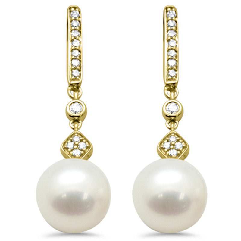 SPECIAL! .13ct G SI 14K Yellow Gold Diamond Pearl Drop Heart Earrings
