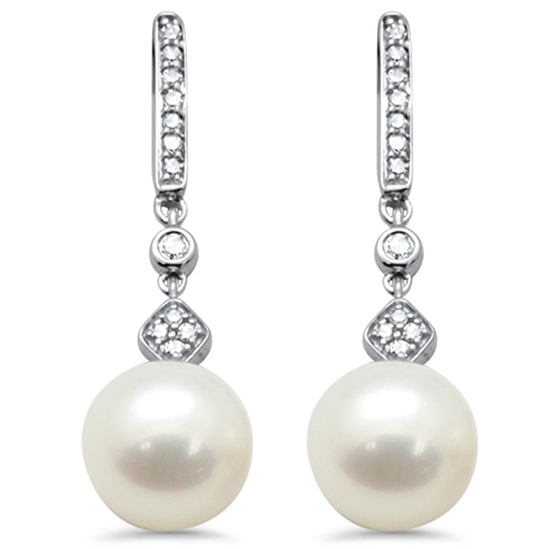 SPECIAL! .13ct G SI 14K White Gold Diamond Pearl Drop Earrings