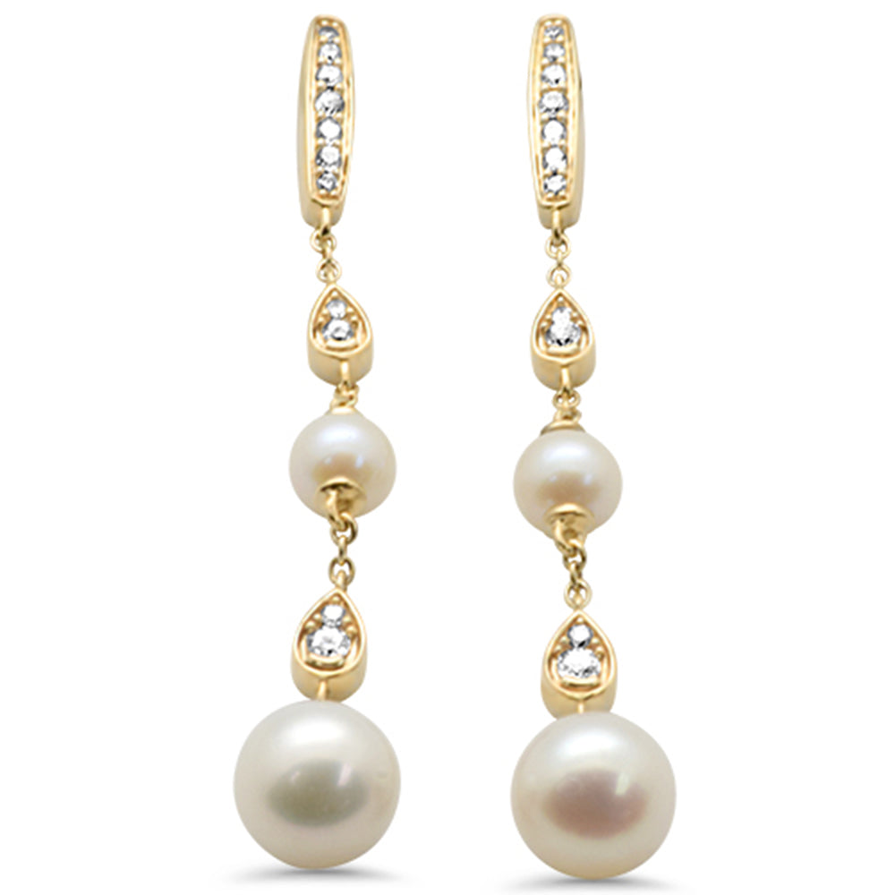 SPECIAL! .32ct G SI 14K Yellow Gold Diamond Pearl Drop Earrings