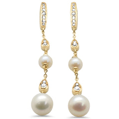 SPECIAL! .32ct G SI 14K Yellow Gold Diamond Pearl Drop Earrings