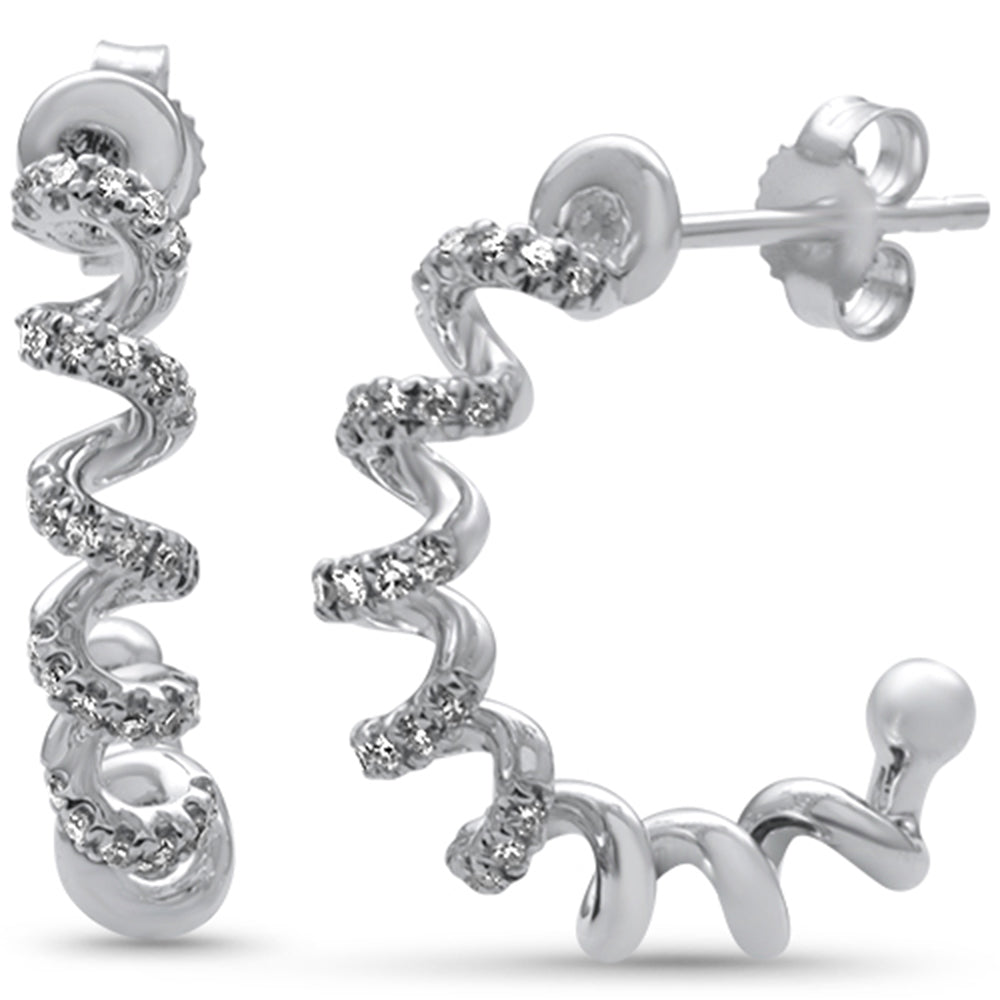 SPECIAL!.24ct G SI 14K White Gold Diamond Spiral Earrings