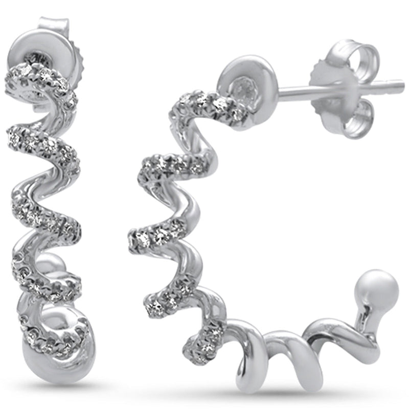 SPECIAL!.24ct G SI 14K White Gold Diamond Spiral Earrings