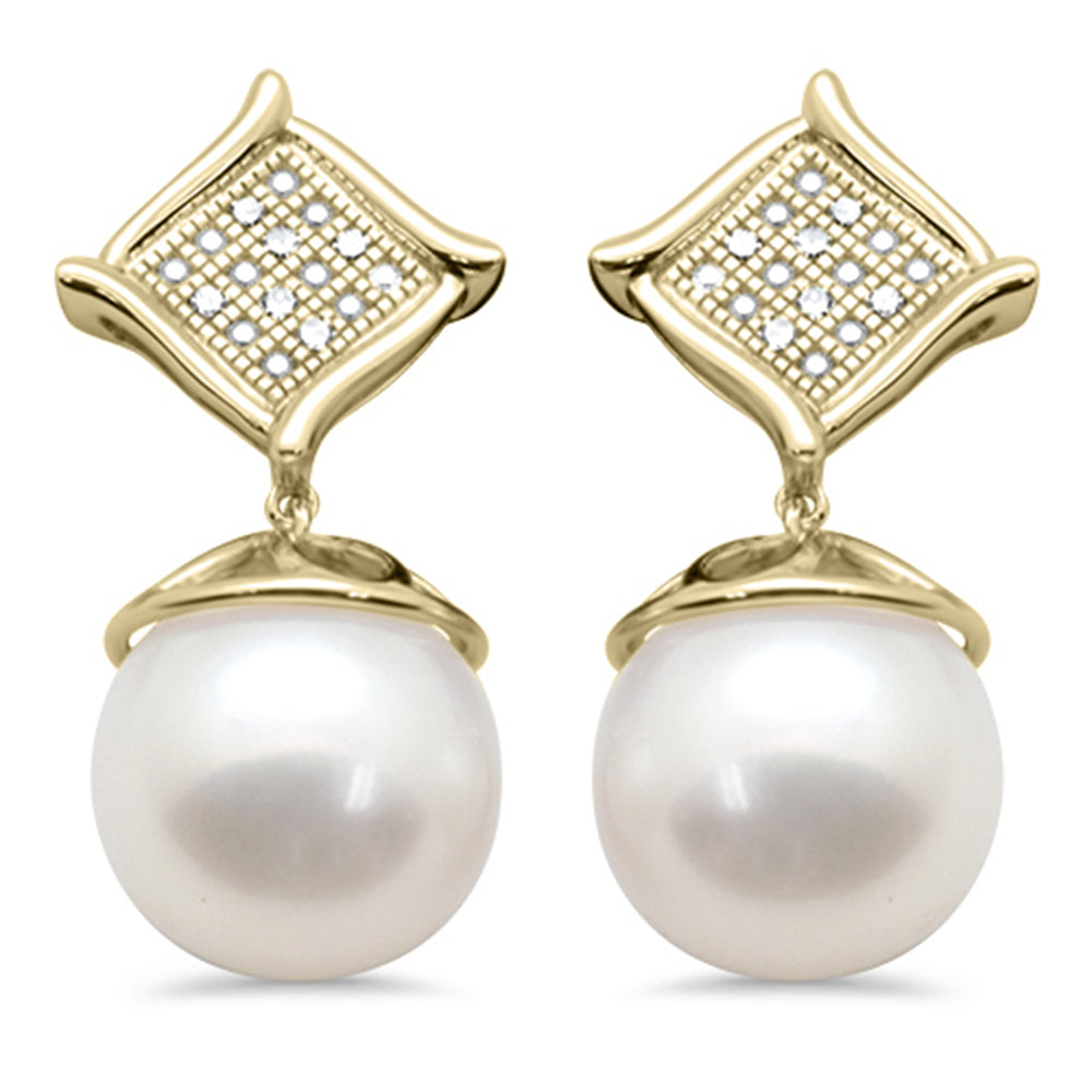 SPECIAL! .05ct G SI 14K Yellow Gold Diamond Pearl Drop Earrings