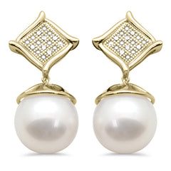 SPECIAL! .05ct G SI 14K Yellow Gold Diamond Pearl Drop Earrings