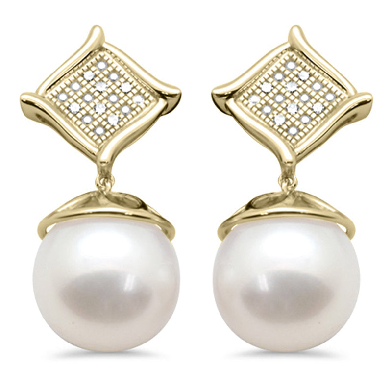 SPECIAL! .05ct G SI 14K Yellow Gold Diamond Pearl Drop Earrings