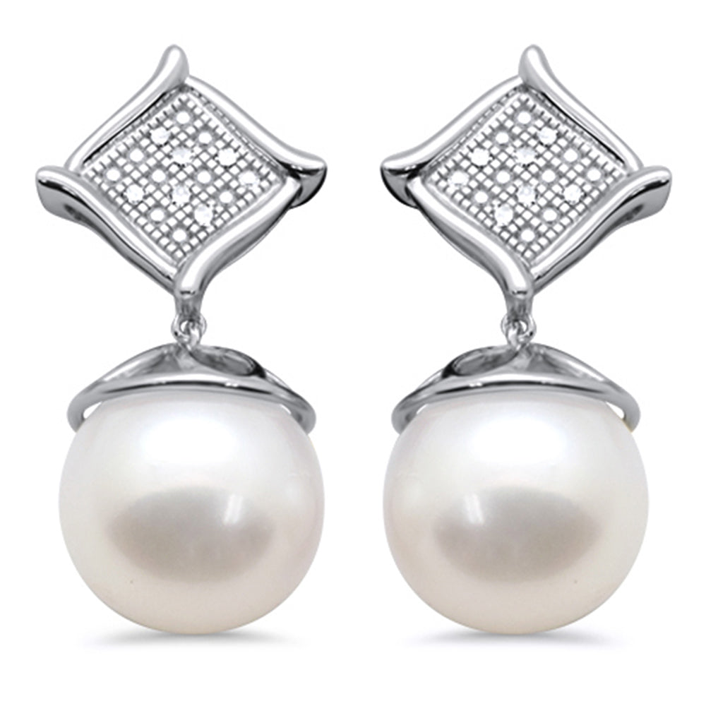 SPECIAL! .05ct G SI 14K White Gold Diamond Pearl Drop Earrings