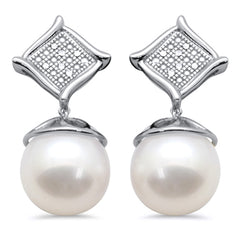 SPECIAL! .05ct G SI 14K White Gold Diamond Pearl Drop Earrings